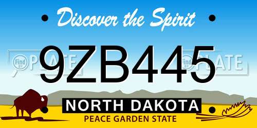 9ZB445 North Dakota License Plate