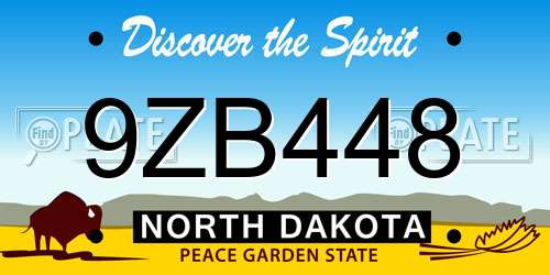 9ZB448 North Dakota License Plate