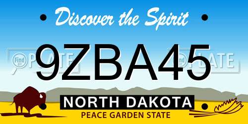 9ZBA45 North Dakota License Plate