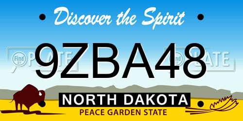 9ZBA48 North Dakota License Plate