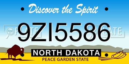9ZI5586 North Dakota License Plate