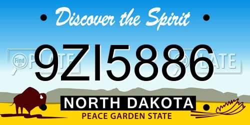 9ZI5886 North Dakota License Plate