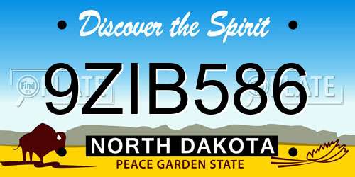 9ZIB586 North Dakota License Plate