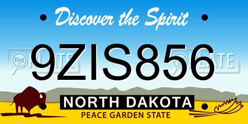 9ZIS856 North Dakota License Plate