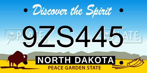9ZS445 North Dakota License Plate