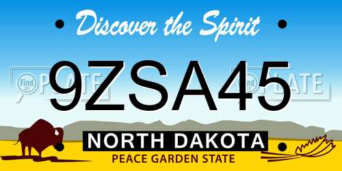 9ZSA45 North Dakota License Plate