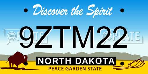 9ZTM22 North Dakota License Plate