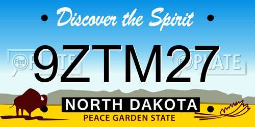 9ZTM27 North Dakota License Plate
