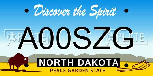 A00SZG North Dakota License Plate