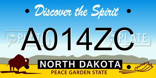 A014ZC North Dakota License Plate