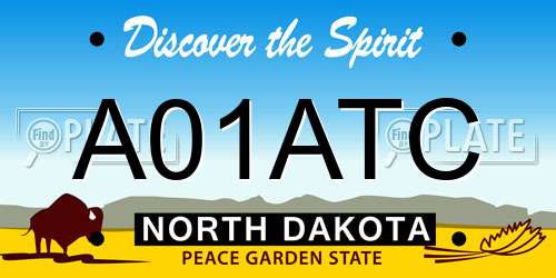 A01ATC North Dakota License Plate