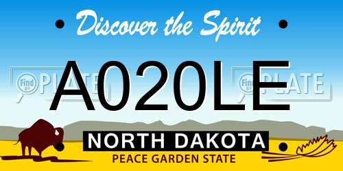 A020LE North Dakota License Plate