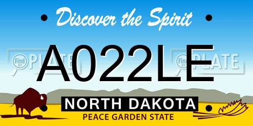 A022LE North Dakota License Plate