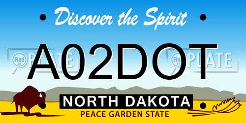 A02DOT North Dakota License Plate