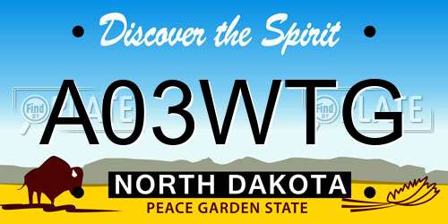A03WTG North Dakota License Plate