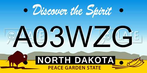 A03WZG North Dakota License Plate