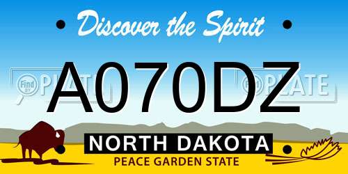 A070DZ North Dakota License Plate