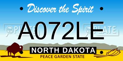 A072LE North Dakota License Plate
