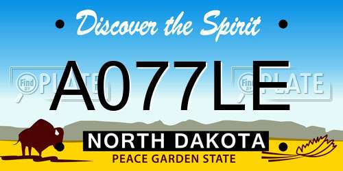 A077LE North Dakota License Plate