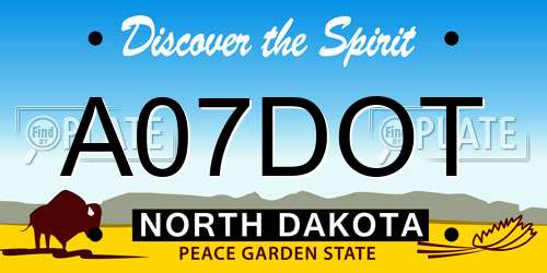 A07DOT North Dakota License Plate