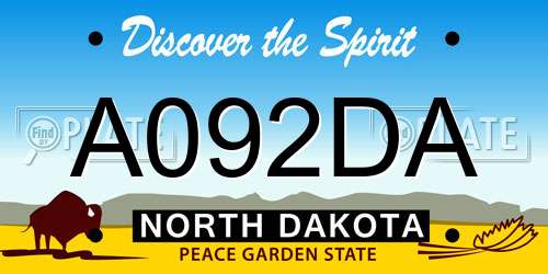 A092DA North Dakota License Plate