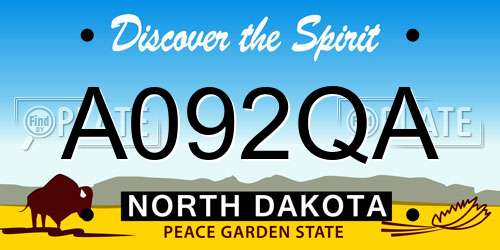 A092QA North Dakota License Plate