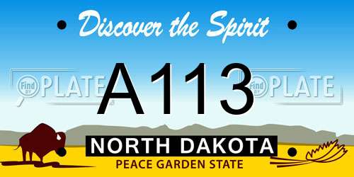 A113 North Dakota License Plate