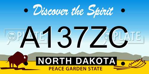 A137ZC North Dakota License Plate
