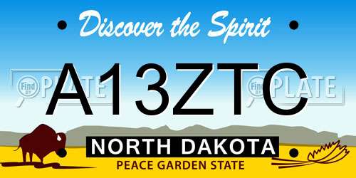 A13ZTC North Dakota License Plate