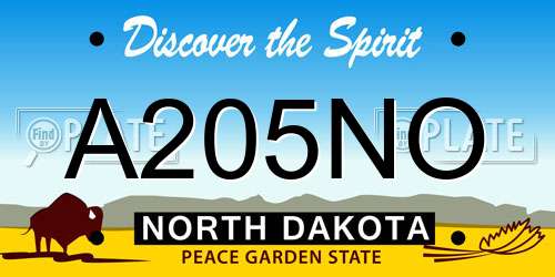 A205NO North Dakota License Plate