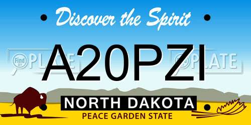 A20PZI North Dakota License Plate
