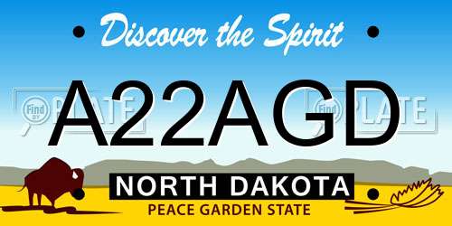 A22AGD North Dakota License Plate