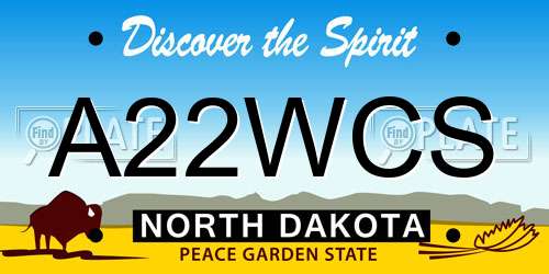 A22WCS North Dakota License Plate