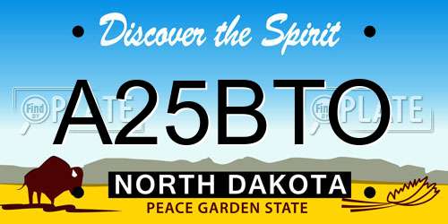 A25BTO North Dakota License Plate