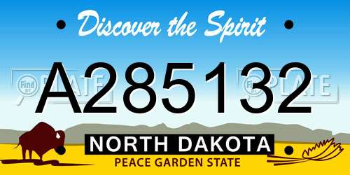 A285132 North Dakota License Plate
