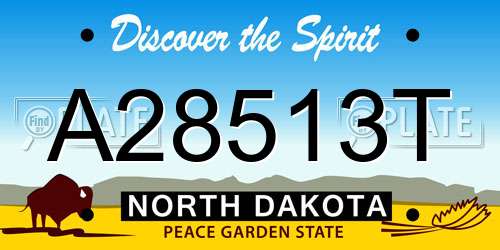 A28513T North Dakota License Plate