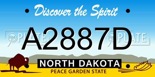 A2887D North Dakota License Plate