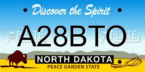 A28BTO North Dakota License Plate