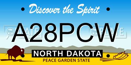 A28PCW North Dakota License Plate
