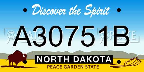 A30751B North Dakota License Plate