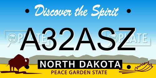 A32ASZ North Dakota License Plate
