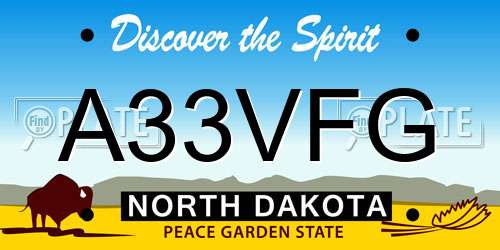 A33VFG North Dakota License Plate