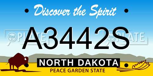 A3442S North Dakota License Plate