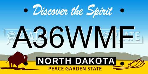 A36WMF North Dakota License Plate