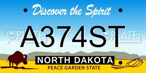 A374ST North Dakota License Plate