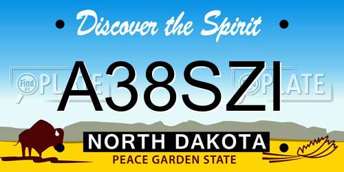 A38SZI North Dakota License Plate