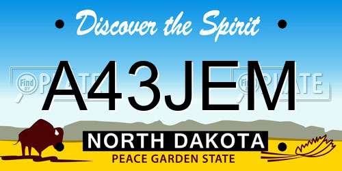 A43JEM North Dakota License Plate