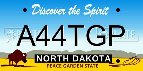 A44TGP North Dakota License Plate