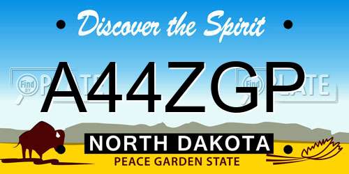 A44ZGP North Dakota License Plate