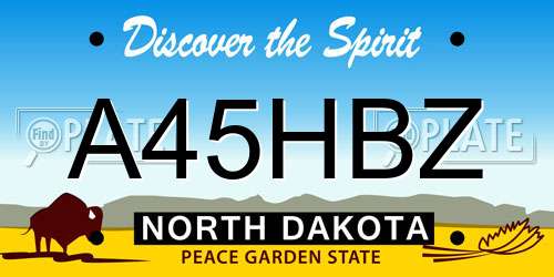 A45HBZ North Dakota License Plate